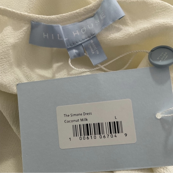 Hill House The Simone Dress Coconut Ivory Maxi Open Back Blouson Slv L NWT - Picture 7 of 7